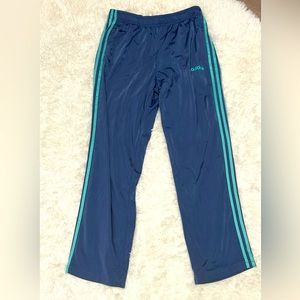 Adidas track pants blue with teal stripes Size L